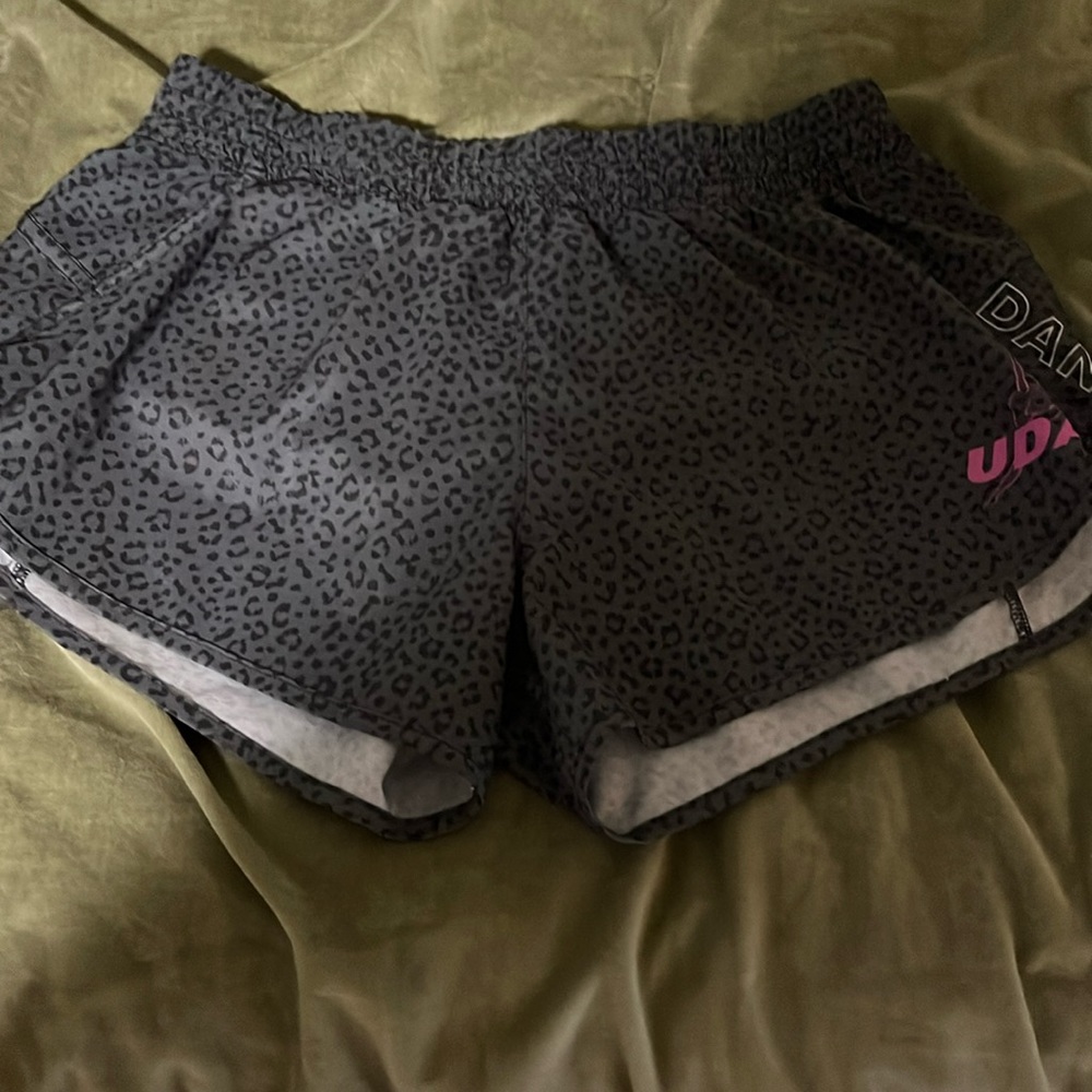 Grey with cheetah print running shorts